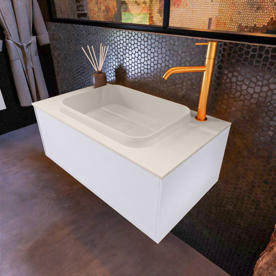 MONDIAZ ERIN 80cm mueble de baño color Cale 1 cajón. Lavabo RIDGE Centro 1 orificio color Linen.