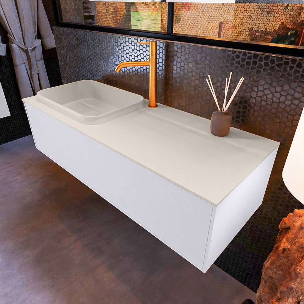 MONDIAZ ERIN 120cm mueble de baño color Cale 1 cajón. Lavabo RIDGE Izquierda 1 orificio color Linen. 1 MONDIAZ ERIN 120cm mueble de baño color Cale 1 cajón. Lavabo RIDGE Izquierda 1 orificio color Linen.