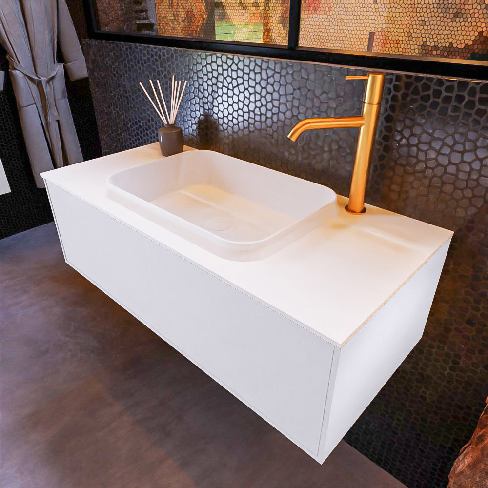 MONDIAZ ERIN 100cm mueble de baño color Cale 1 cajón. Lavabo RIDGE Centro 1 orificio color Talc. 1 MONDIAZ ERIN 100cm mueble de baño color Cale 1 cajón. Lavabo RIDGE Centro 1 orificio color Talc.
