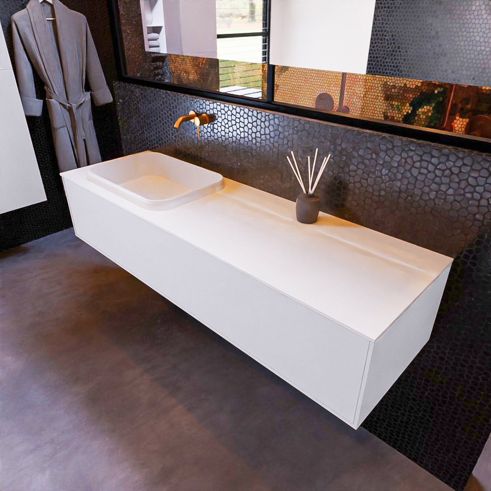 MONDIAZ ERIN 150cm mueble de baño color Cale 1 cajón. Lavabo RIDGE Izquierda sin orificio color Talc. 1 MONDIAZ ERIN 150cm mueble de baño color Cale 1 cajón. Lavabo RIDGE Izquierda sin orificio color Talc.