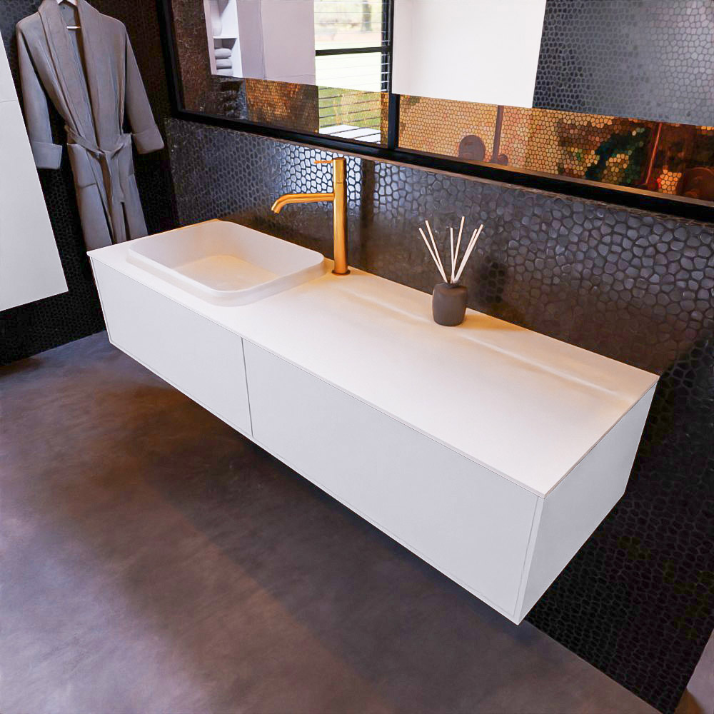 MONDIAZ ERIN 150cm mueble de baño color Cale 2 cajones. Lavabo RIDGE Izquierda 1 orificio color Talc. 1 MONDIAZ ERIN 150cm mueble de baño color Cale 2 cajones. Lavabo RIDGE Izquierda 1 orificio color Talc.