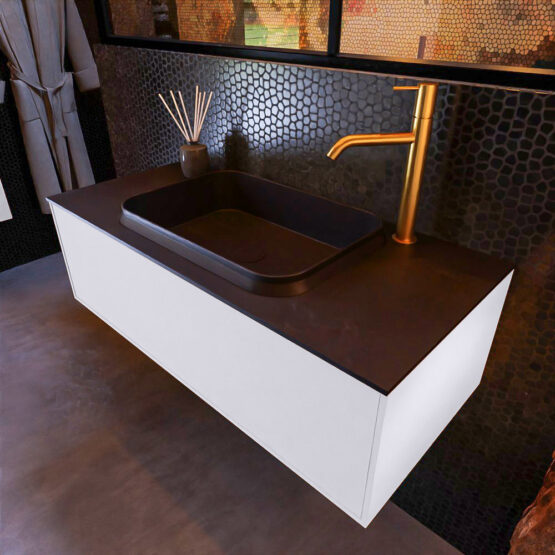 MONDIAZ ERIN 100cm mueble de baño color Cale 1 cajón. Lavabo RIDGE Centro 1 orificio color Urban.