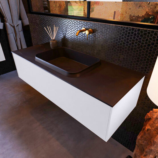MONDIAZ ERIN 120cm mueble de baño color Cale 1 cajón. Lavabo RIDGE Centro sin orificio color Urban.