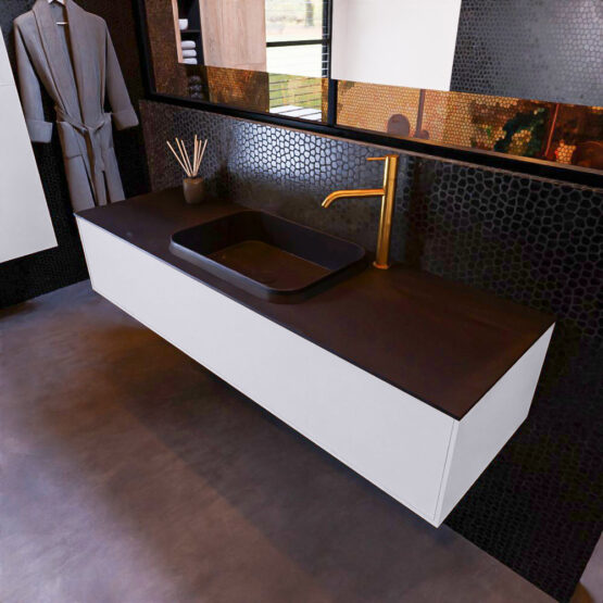 MONDIAZ ERIN 150cm mueble de baño color Cale 1 cajón. Lavabo RIDGE Centro 1 orificio color Urban.