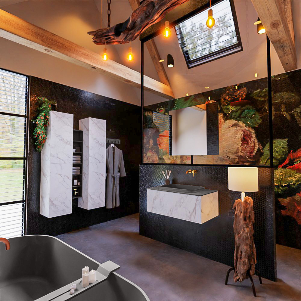 MONDIAZ ERIN 80cm mueble de baño color Carrara 1 cajón. Lavabo RIDGE Centro sin orificio color Dark Grey. 1 MONDIAZ ERIN 80cm mueble de baño color Carrara 1 cajón. Lavabo RIDGE Centro sin orificio color Dark Grey.