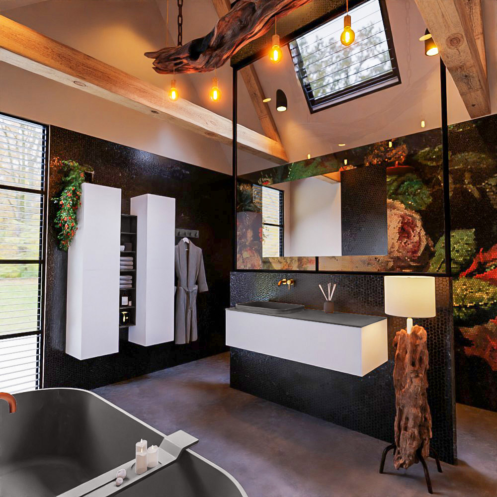 MONDIAZ ERIN 120cm mueble de baño color Carrara 1 cajón. Lavabo RIDGE Izquierda sin orificio color Dark Grey. 1 MONDIAZ ERIN 120cm mueble de baño color Carrara 1 cajón. Lavabo RIDGE Izquierda sin orificio color Dark Grey.