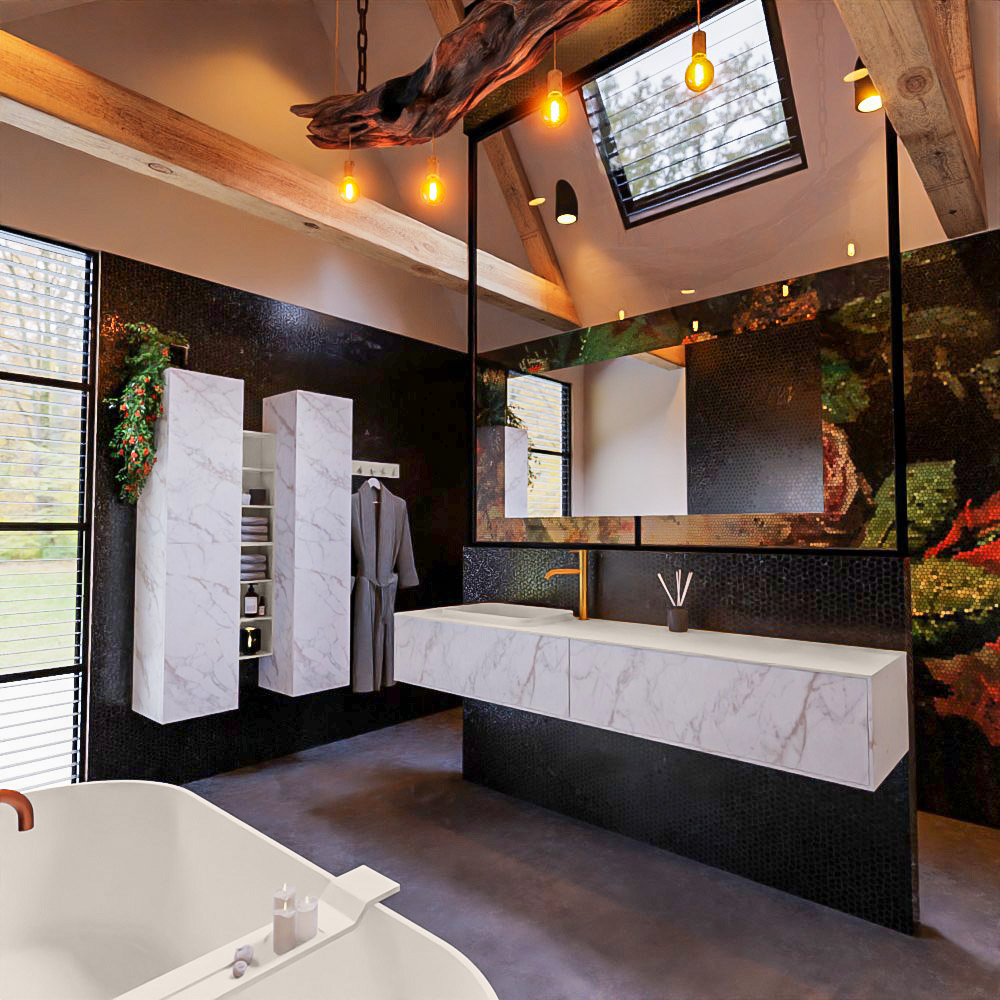 MONDIAZ ERIN 200cm mueble de baño color Carrara 2 cajones. Lavabo RIDGE Izquierda 1 orificio color Linen. 1 MONDIAZ ERIN 200cm mueble de baño color Carrara 2 cajones. Lavabo RIDGE Izquierda 1 orificio color Linen.