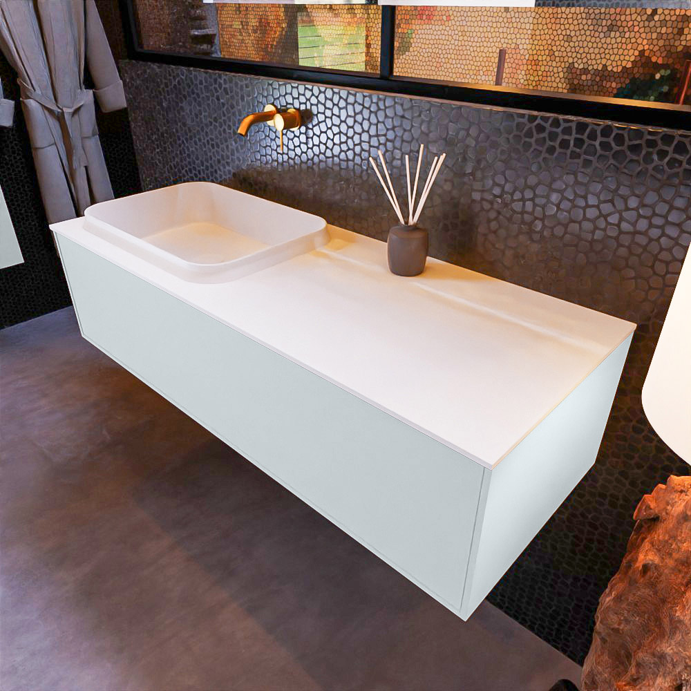 MONDIAZ ERIN 120cm mueble de baño color Clay 1 cajón. Lavabo RIDGE Izquierda sin orificio color Talc. 1 MONDIAZ ERIN 120cm mueble de baño color Clay 1 cajón. Lavabo RIDGE Izquierda sin orificio color Talc.