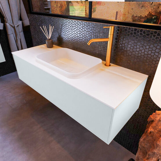 MONDIAZ ERIN 120cm mueble de baño color Clay 1 cajón. Lavabo RIDGE Centro 1 orificio color Talc.