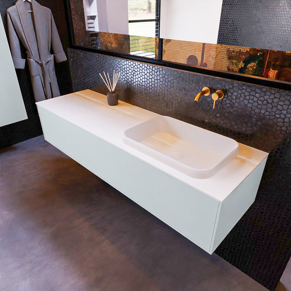 MONDIAZ ERIN 150cm mueble de baño color Clay 1 cajón. Lavabo RIDGE Derecho sin orificio color Talc. 1 MONDIAZ ERIN 150cm mueble de baño color Clay 1 cajón. Lavabo RIDGE Derecho sin orificio color Talc.