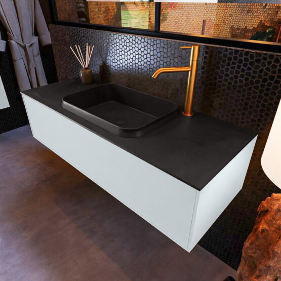 MONDIAZ ERIN 120cm mueble de baño color Clay 1 cajón. Lavabo RIDGE Centro 1 orificio color Urban.