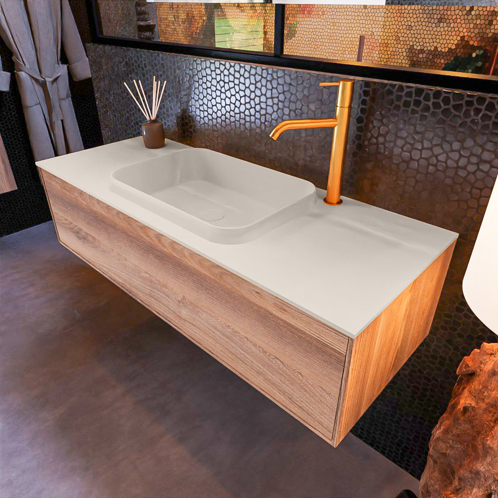 MONDIAZ ERIN 120cm mueble de baño color Dark Brown Grey 1 cajón. Lavabo RIDGE Centro 1 orificio color Linen. 1 MONDIAZ ERIN 120cm mueble de baño color Dark Brown Grey 1 cajón. Lavabo RIDGE Centro 1 orificio color Linen.