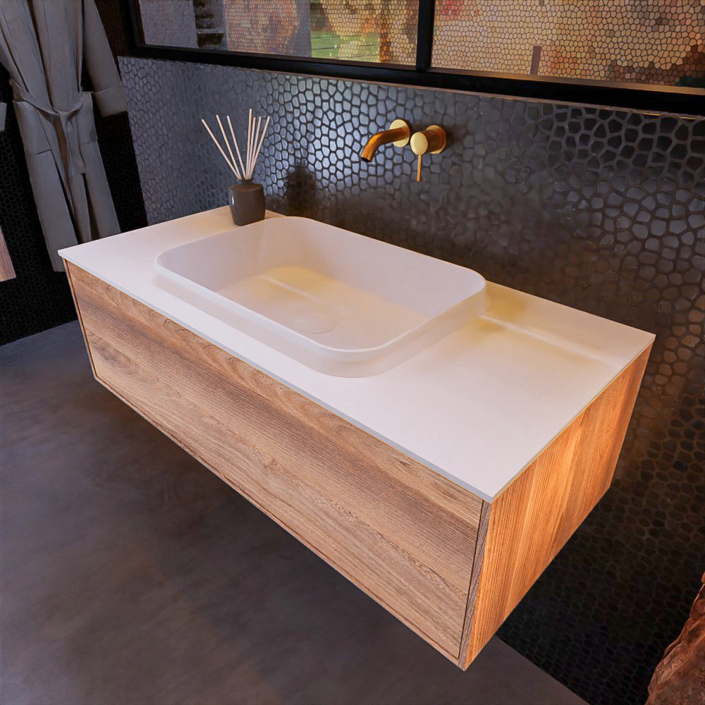 MONDIAZ ERIN 100cm mueble de baño color Dark Brown Grey 1 cajón. Lavabo RIDGE Centro sin orificio color Talc. 1 MONDIAZ ERIN 100cm mueble de baño color Dark Brown Grey 1 cajón. Lavabo RIDGE Centro sin orificio color Talc.