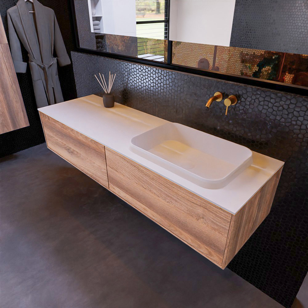 MONDIAZ ERIN 150cm mueble de baño color Dark Brown Grey 2 cajones. Lavabo RIDGE Derecho sin orificio color Talc. 1 MONDIAZ ERIN 150cm mueble de baño color Dark Brown Grey 2 cajones. Lavabo RIDGE Derecho sin orificio color Talc.