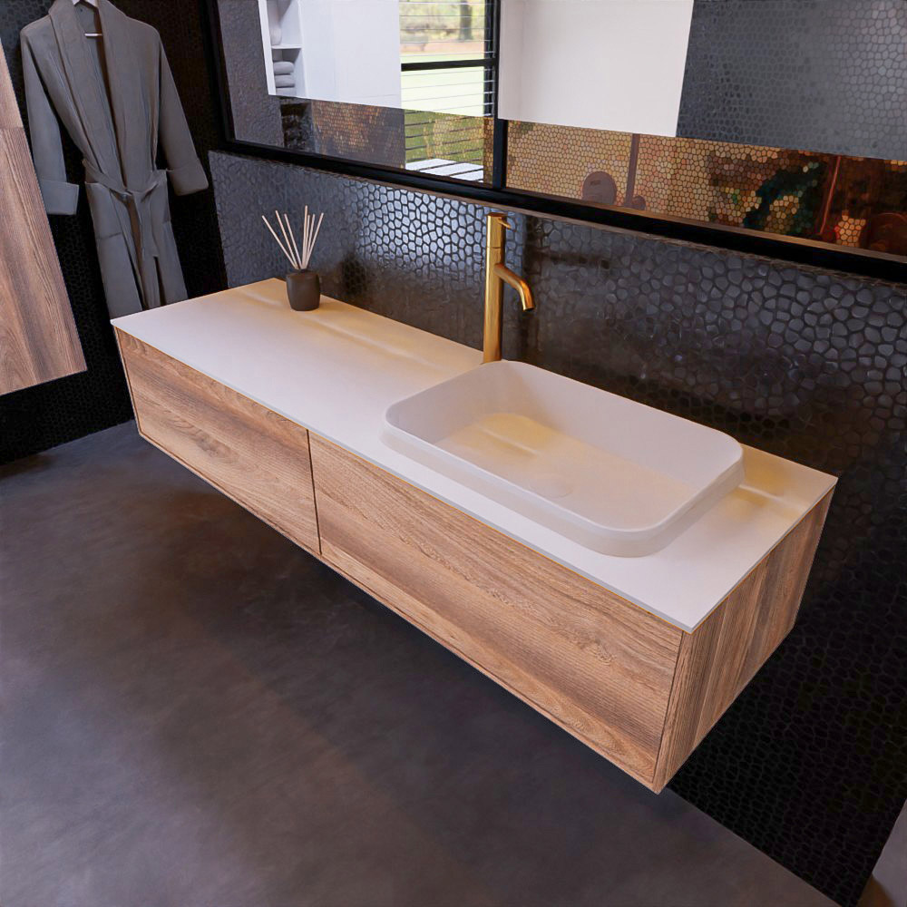 MONDIAZ ERIN 150cm mueble de baño color Dark Brown Grey 2 cajones. Lavabo RIDGE Derecho 1 orificio color Talc. 1 MONDIAZ ERIN 150cm mueble de baño color Dark Brown Grey 2 cajones. Lavabo RIDGE Derecho 1 orificio color Talc.