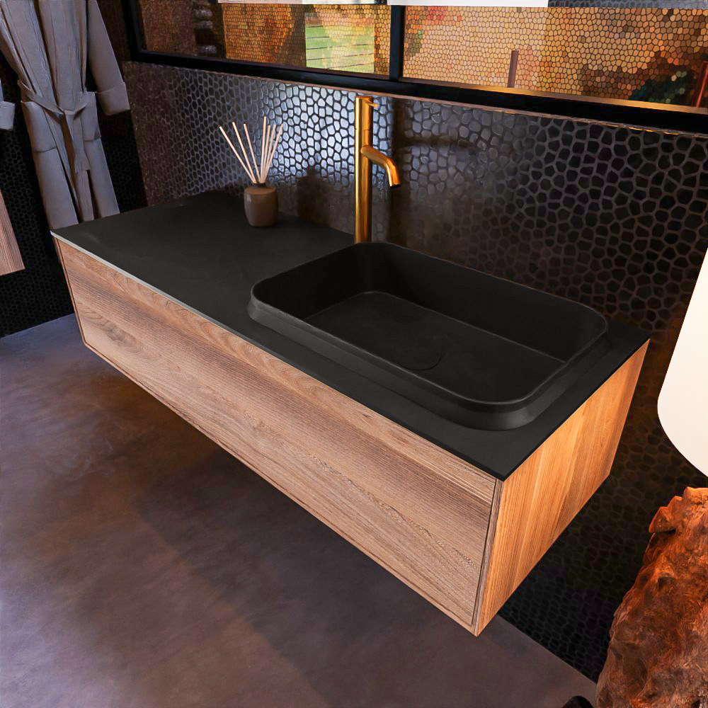 MONDIAZ ERIN 120cm mueble de baño color Dark Brown Grey 1 cajón. Lavabo RIDGE Derecho 1 orificio color Urban. 1 MONDIAZ ERIN 120cm mueble de baño color Dark Brown Grey 1 cajón. Lavabo RIDGE Derecho 1 orificio color Urban.
