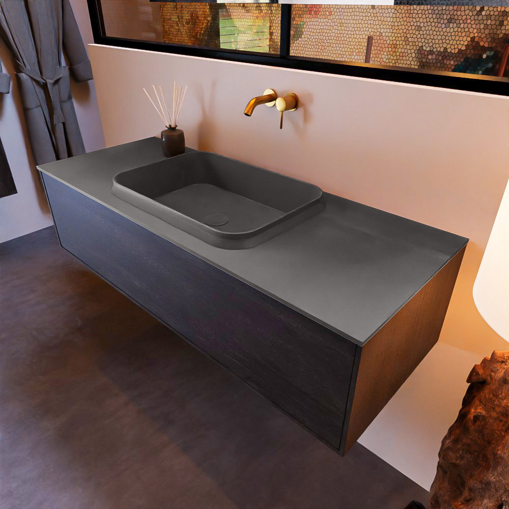 MONDIAZ ERIN 120cm mueble de baño color Dark Brown 1 cajón. Lavabo RIDGE Centro sin orificio color Dark Grey. 1 MONDIAZ ERIN 120cm mueble de baño color Dark Brown 1 cajón. Lavabo RIDGE Centro sin orificio color Dark Grey.