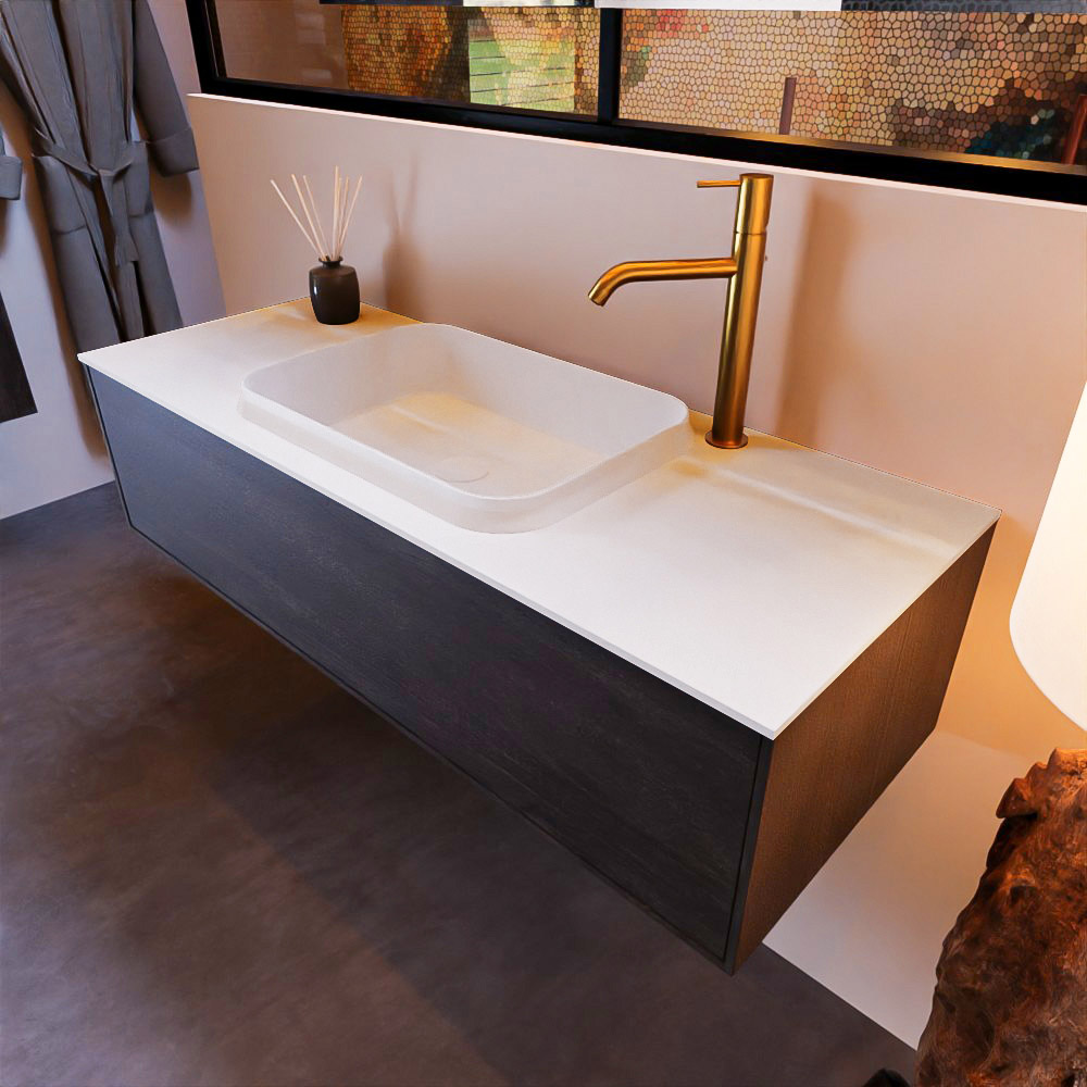 MONDIAZ ERIN 120cm mueble de baño color Dark Brown 1 cajón. Lavabo RIDGE Centro 1 orificio color Talc. 1 MONDIAZ ERIN 120cm mueble de baño color Dark Brown 1 cajón. Lavabo RIDGE Centro 1 orificio color Talc.