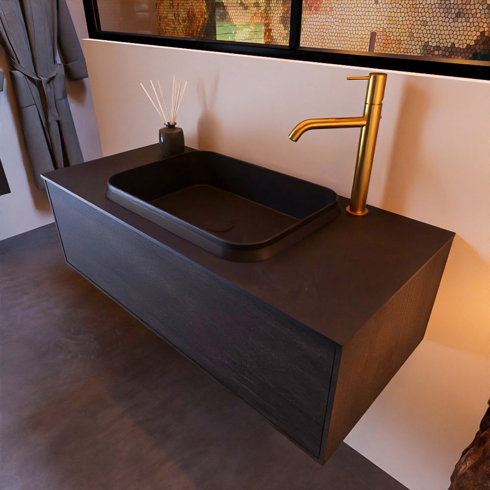 MONDIAZ ERIN 100cm mueble de baño color Dark Brown 1 cajón. Lavabo RIDGE Centro 1 orificio color Urban. 1 MONDIAZ ERIN 100cm mueble de baño color Dark Brown 1 cajón. Lavabo RIDGE Centro 1 orificio color Urban.