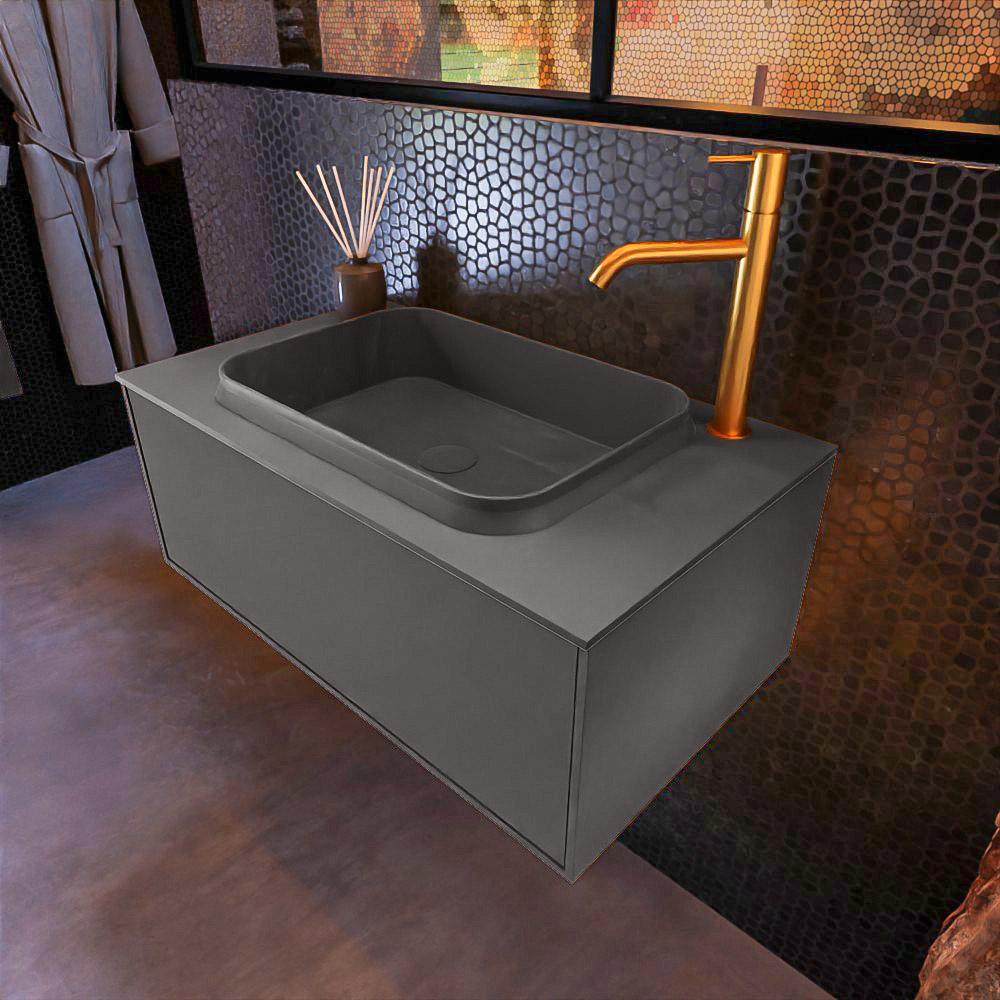 MONDIAZ ERIN 80cm mueble de baño color Dark Grey 1 cajón. Lavabo RIDGE Centro 1 orificio color Dark Grey. 1 MONDIAZ ERIN 80cm mueble de baño color Dark Grey 1 cajón. Lavabo RIDGE Centro 1 orificio color Dark Grey.