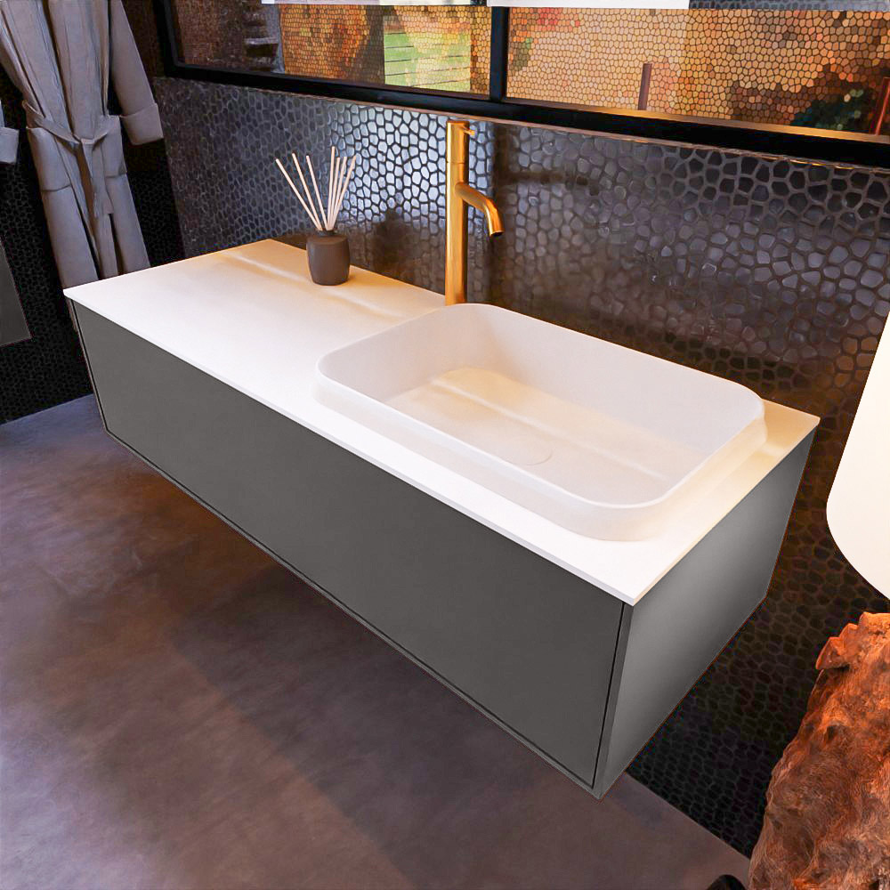 MONDIAZ ERIN 120cm mueble de baño color Dark Grey 1 cajón. Lavabo RIDGE Derecho 1 orificio color Talc. 1 MONDIAZ ERIN 120cm mueble de baño color Dark Grey 1 cajón. Lavabo RIDGE Derecho 1 orificio color Talc.