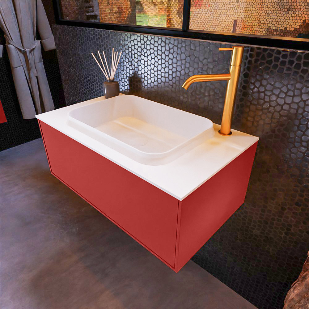 MONDIAZ ERIN 80cm mueble de baño color Fire 1 cajón. Lavabo RIDGE Centro 1 orificio color Talc. 1 MONDIAZ ERIN 80cm mueble de baño color Fire 1 cajón. Lavabo RIDGE Centro 1 orificio color Talc.