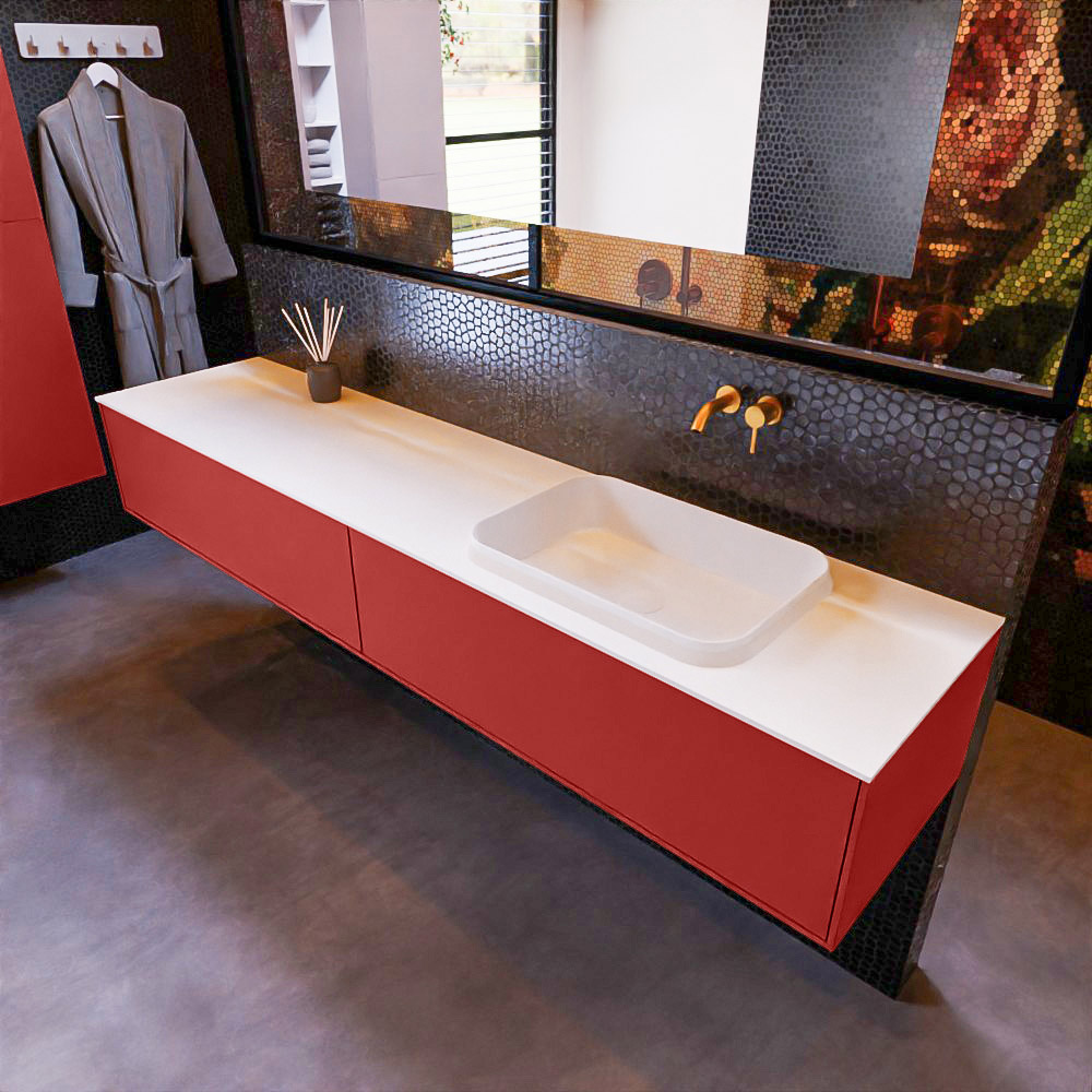 MONDIAZ ERIN 200cm mueble de baño color Fire 2 cajones. Lavabo RIDGE Derecho sin orificio color Talc. 1 MONDIAZ ERIN 200cm mueble de baño color Fire 2 cajones. Lavabo RIDGE Derecho sin orificio color Talc.