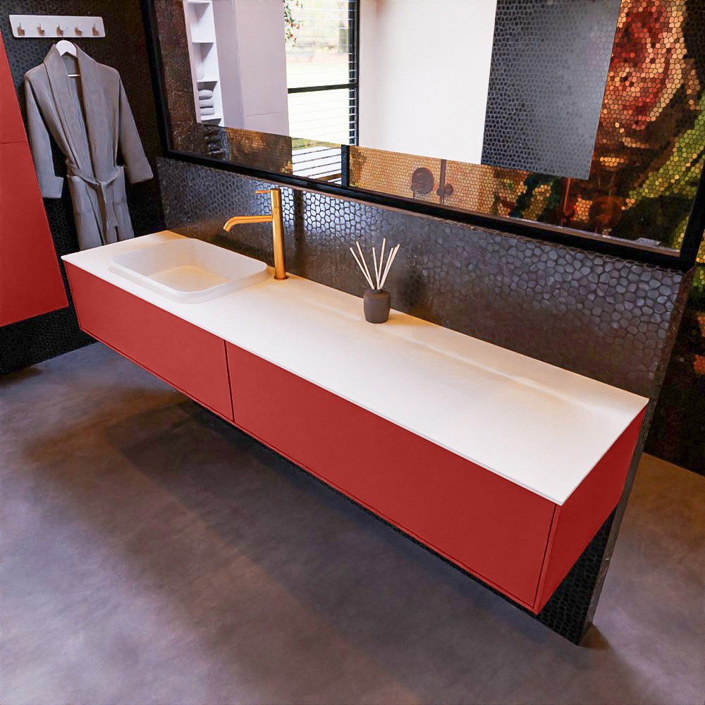 MONDIAZ ERIN 200cm mueble de baño color Fire 2 cajones. Lavabo RIDGE Izquierda 1 orificio color Talc. 1 MONDIAZ ERIN 200cm mueble de baño color Fire 2 cajones. Lavabo RIDGE Izquierda 1 orificio color Talc.