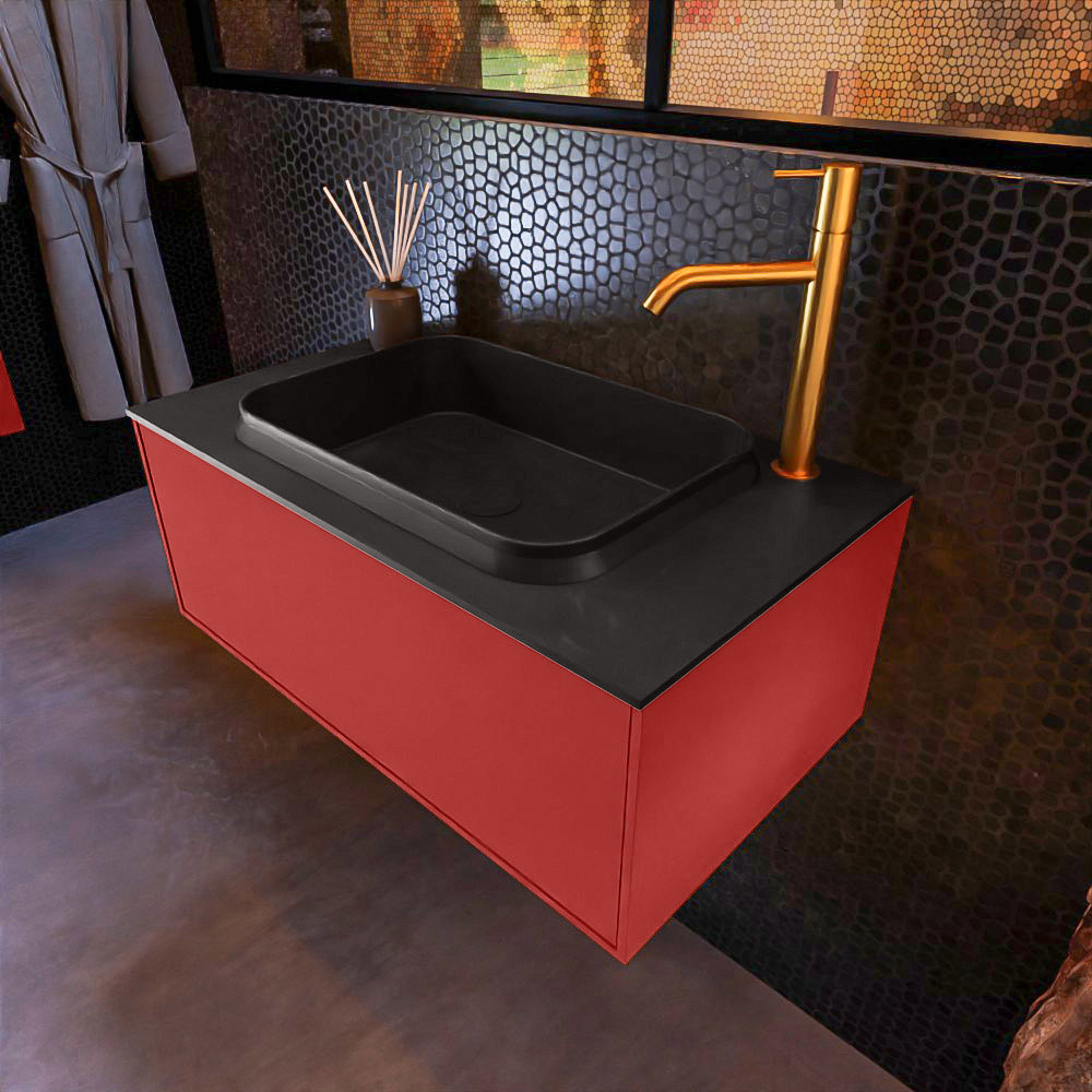 MONDIAZ ERIN 80cm mueble de baño color Fire 1 cajón. Lavabo RIDGE Centro 1 orificio color Urban. 1 MONDIAZ ERIN 80cm mueble de baño color Fire 1 cajón. Lavabo RIDGE Centro 1 orificio color Urban.