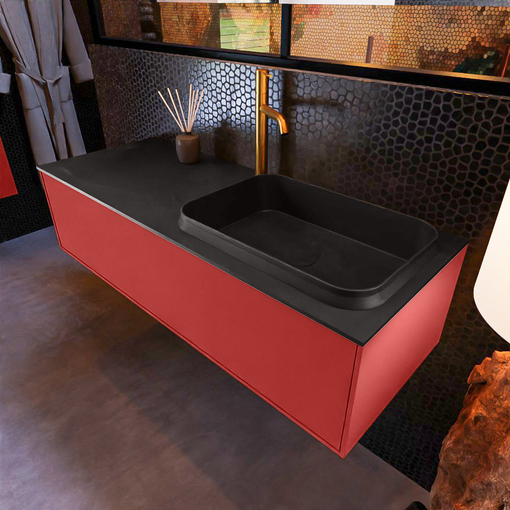 MONDIAZ ERIN 120cm mueble de baño color Fire 1 cajón. Lavabo RIDGE Derecho 1 orificio color Urban. 1 MONDIAZ ERIN 120cm mueble de baño color Fire 1 cajón. Lavabo RIDGE Derecho 1 orificio color Urban.