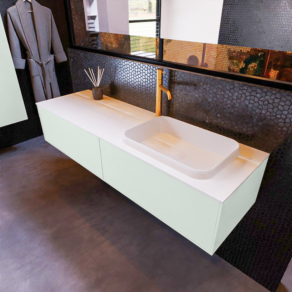 MONDIAZ ERIN 150cm mueble de baño color Greey 2 cajones. Lavabo RIDGE Derecho 1 orificio color Talc. 1 MONDIAZ ERIN 150cm mueble de baño color Greey 2 cajones. Lavabo RIDGE Derecho 1 orificio color Talc.