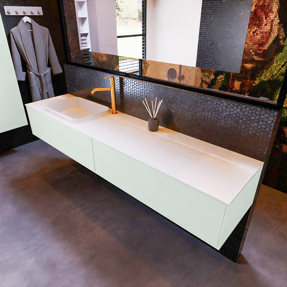 MONDIAZ ERIN 200cm mueble de baño color Greey 2 cajones. Lavabo RIDGE Izquierda 1 orificio color Talc. 1 MONDIAZ ERIN 200cm mueble de baño color Greey 2 cajones. Lavabo RIDGE Izquierda 1 orificio color Talc.