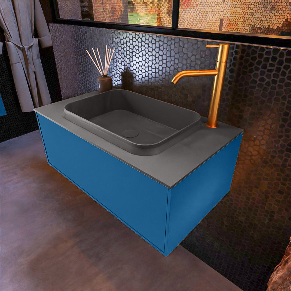 MONDIAZ ERIN 80cm mueble de baño color Jeans 1 cajón. Lavabo RIDGE Centro 1 orificio color Dark Grey. 1 MONDIAZ ERIN 80cm mueble de baño color Jeans 1 cajón. Lavabo RIDGE Centro 1 orificio color Dark Grey.