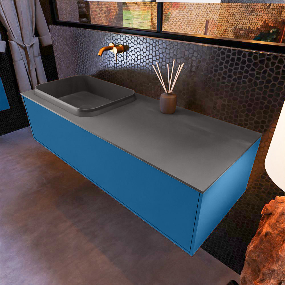 MONDIAZ ERIN 120cm mueble de baño color Jeans 1 cajón. Lavabo RIDGE Izquierda sin orificio color Dark Grey. 1 MONDIAZ ERIN 120cm mueble de baño color Jeans 1 cajón. Lavabo RIDGE Izquierda sin orificio color Dark Grey.