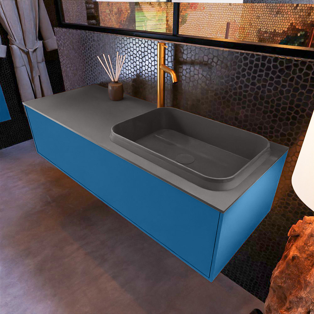 MONDIAZ ERIN 120cm mueble de baño color Jeans 1 cajón. Lavabo RIDGE Derecho 1 orificio color Dark Grey. 1 MONDIAZ ERIN 120cm mueble de baño color Jeans 1 cajón. Lavabo RIDGE Derecho 1 orificio color Dark Grey.