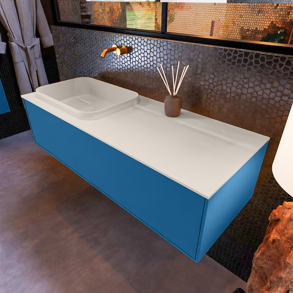 MONDIAZ ERIN 120cm mueble de baño color Jeans 1 cajón. Lavabo RIDGE Izquierda sin orificio color Linen. 1 MONDIAZ ERIN 120cm mueble de baño color Jeans 1 cajón. Lavabo RIDGE Izquierda sin orificio color Linen.