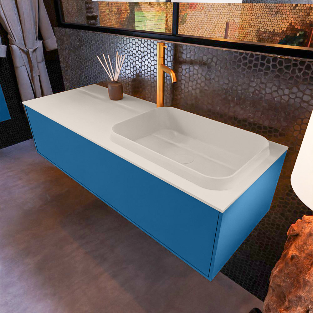 MONDIAZ ERIN 120cm mueble de baño color Jeans 1 cajón. Lavabo RIDGE Derecho 1 orificio color Linen. 1 MONDIAZ ERIN 120cm mueble de baño color Jeans 1 cajón. Lavabo RIDGE Derecho 1 orificio color Linen.