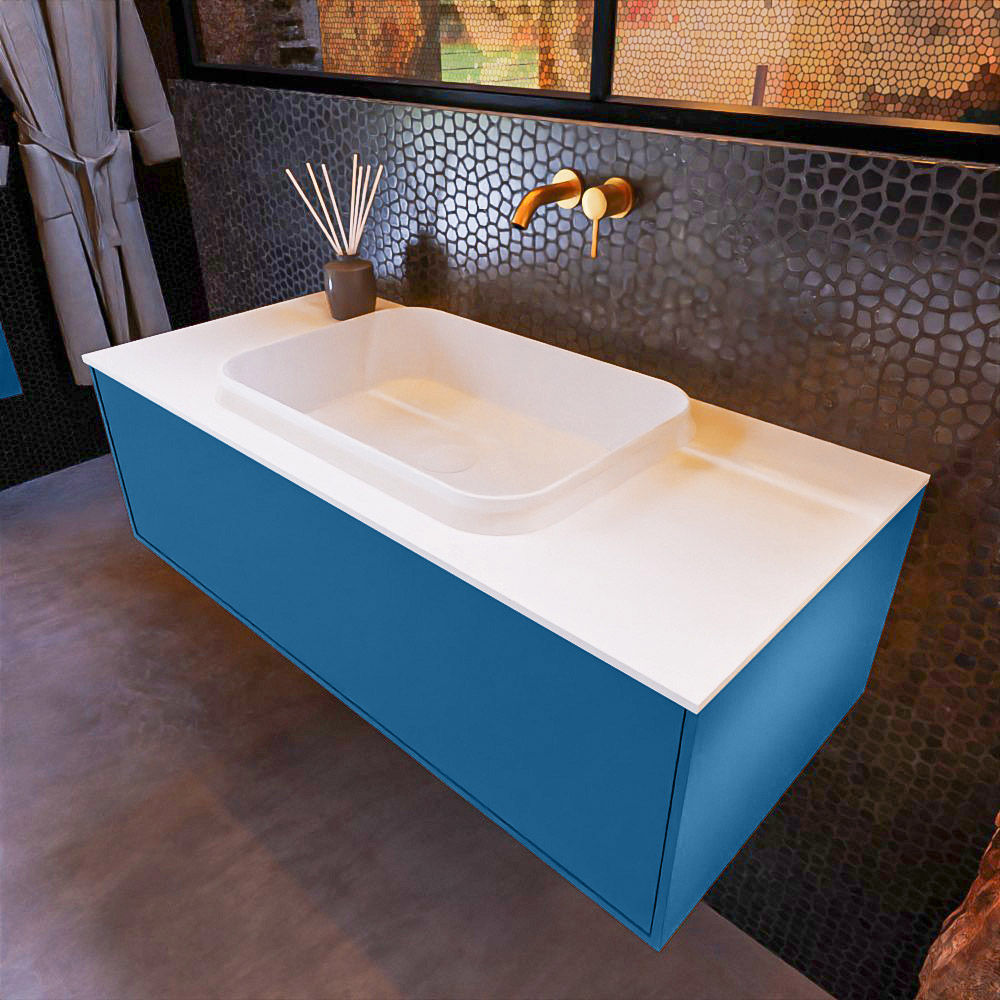 MONDIAZ ERIN 100cm mueble de baño color Jeans 1 cajón. Lavabo RIDGE Centro sin orificio color Talc. 1 MONDIAZ ERIN 100cm mueble de baño color Jeans 1 cajón. Lavabo RIDGE Centro sin orificio color Talc.