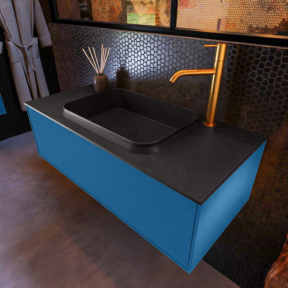 MONDIAZ ERIN 100cm mueble de baño color Jeans 1 cajón. Lavabo RIDGE Centro 1 orificio color Urban. 1 MONDIAZ ERIN 100cm mueble de baño color Jeans 1 cajón. Lavabo RIDGE Centro 1 orificio color Urban.