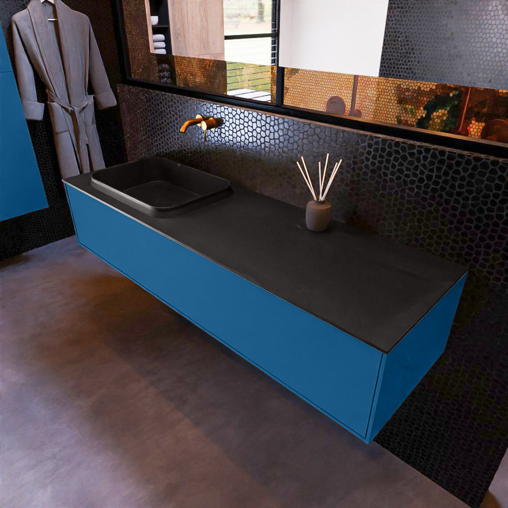 MONDIAZ ERIN 150cm mueble de baño color Jeans 1 cajón. Lavabo RIDGE Izquierda sin orificio color Urban. 1 MONDIAZ ERIN 150cm mueble de baño color Jeans 1 cajón. Lavabo RIDGE Izquierda sin orificio color Urban.
