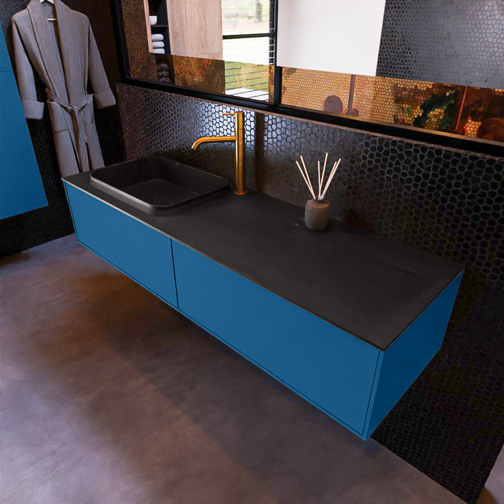 MONDIAZ ERIN 150cm mueble de baño color Jeans 2 cajones. Lavabo RIDGE Izquierda 1 orificio color Urban. 1 MONDIAZ ERIN 150cm mueble de baño color Jeans 2 cajones. Lavabo RIDGE Izquierda 1 orificio color Urban.