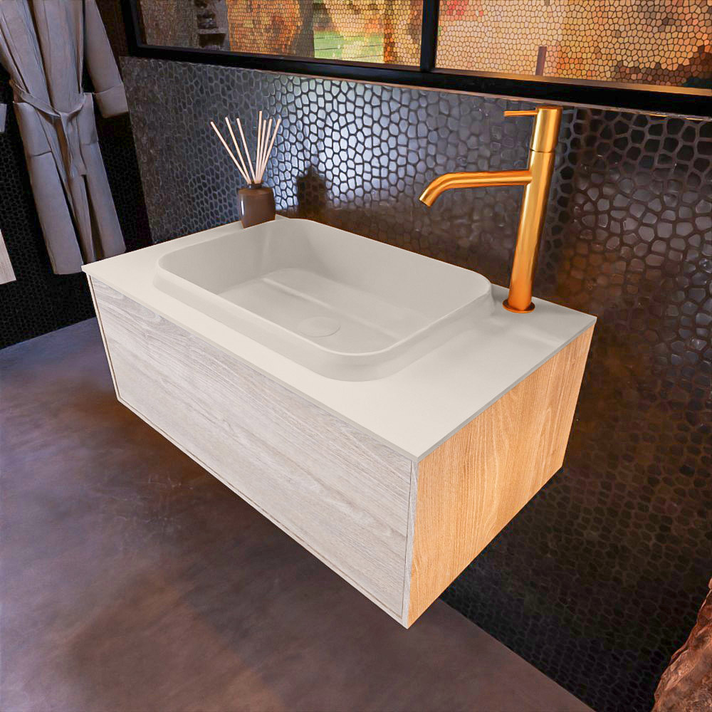 MONDIAZ ERIN 80cm mueble de baño color Light Brown Grey 1 cajón. Lavabo RIDGE Centro 1 orificio color Linen. 1 MONDIAZ ERIN 80cm mueble de baño color Light Brown Grey 1 cajón. Lavabo RIDGE Centro 1 orificio color Linen.