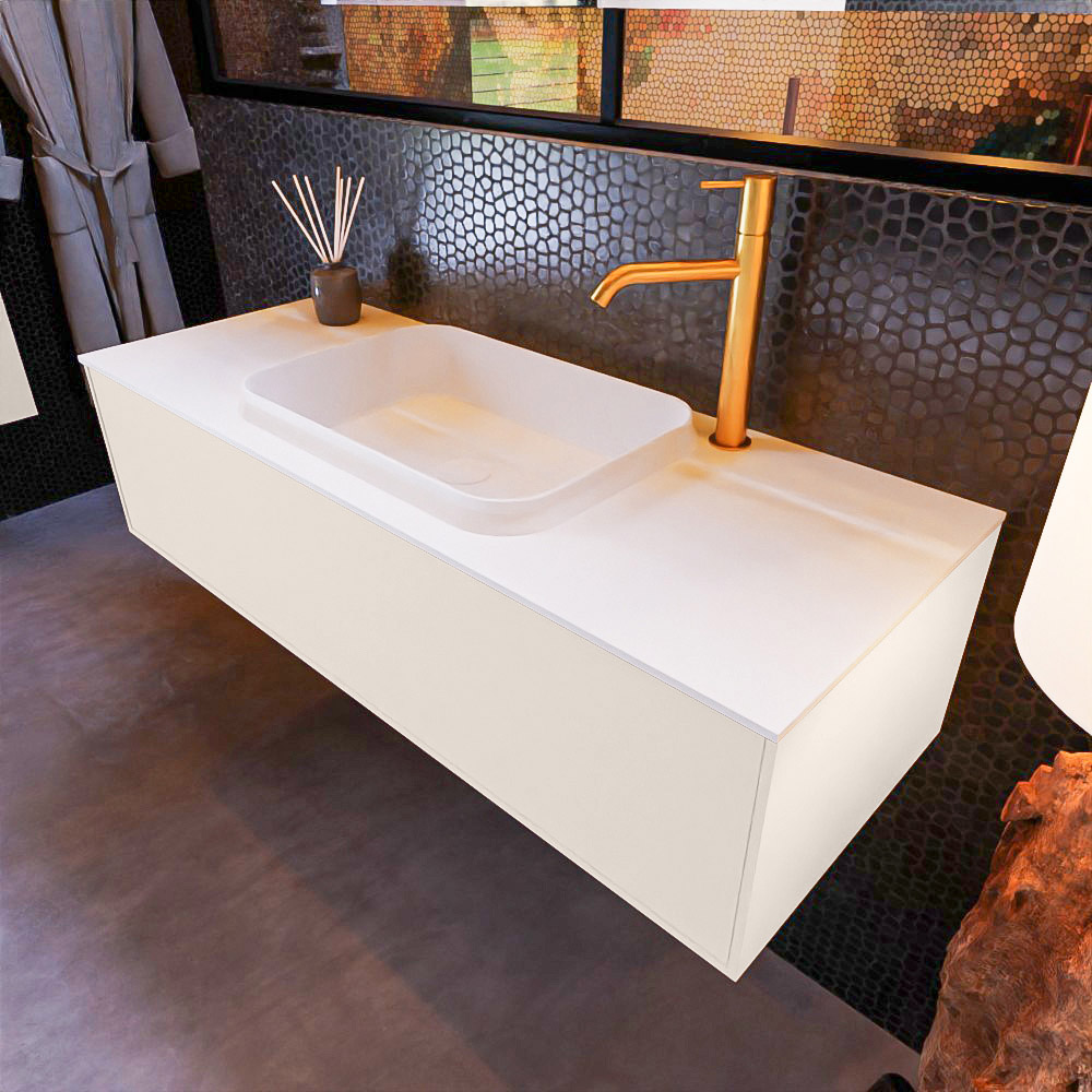MONDIAZ ERIN 120cm mueble de baño color Linen 1 cajón. Lavabo RIDGE Centro 1 orificio color Talc. 1 MONDIAZ ERIN 120cm mueble de baño color Linen 1 cajón. Lavabo RIDGE Centro 1 orificio color Talc.
