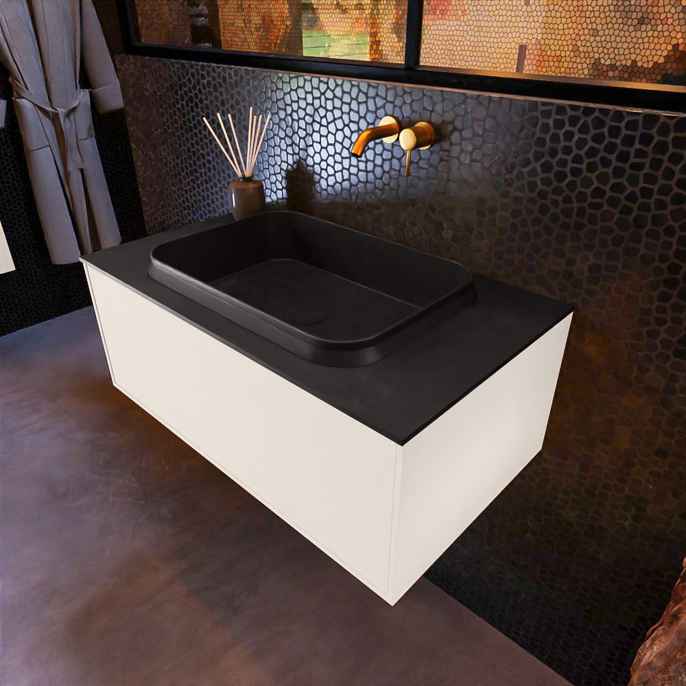 MONDIAZ ERIN 80cm mueble de baño color Linen 1 cajón. Lavabo RIDGE Centro sin orificio color Urban. 1 MONDIAZ ERIN 80cm mueble de baño color Linen 1 cajón. Lavabo RIDGE Centro sin orificio color Urban.