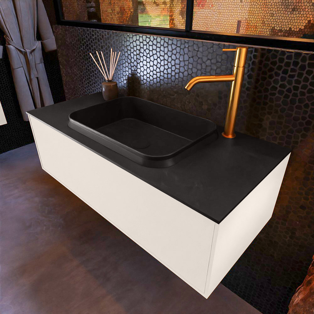 MONDIAZ ERIN 100cm mueble de baño color Linen 1 cajón. Lavabo RIDGE Centro 1 orificio color Urban. 1 MONDIAZ ERIN 100cm mueble de baño color Linen 1 cajón. Lavabo RIDGE Centro 1 orificio color Urban.