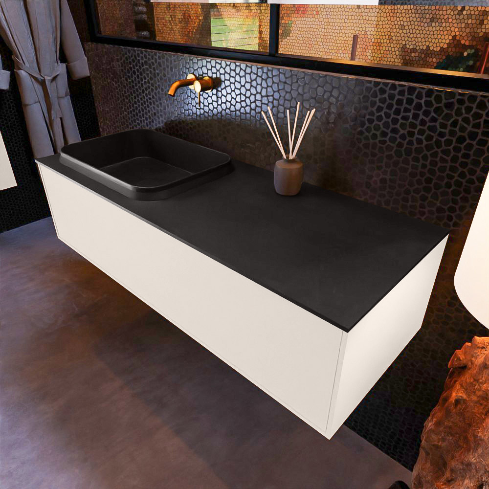 MONDIAZ ERIN 120cm mueble de baño color Linen 1 cajón. Lavabo RIDGE Izquierda sin orificio color Urban. 1 MONDIAZ ERIN 120cm mueble de baño color Linen 1 cajón. Lavabo RIDGE Izquierda sin orificio color Urban.