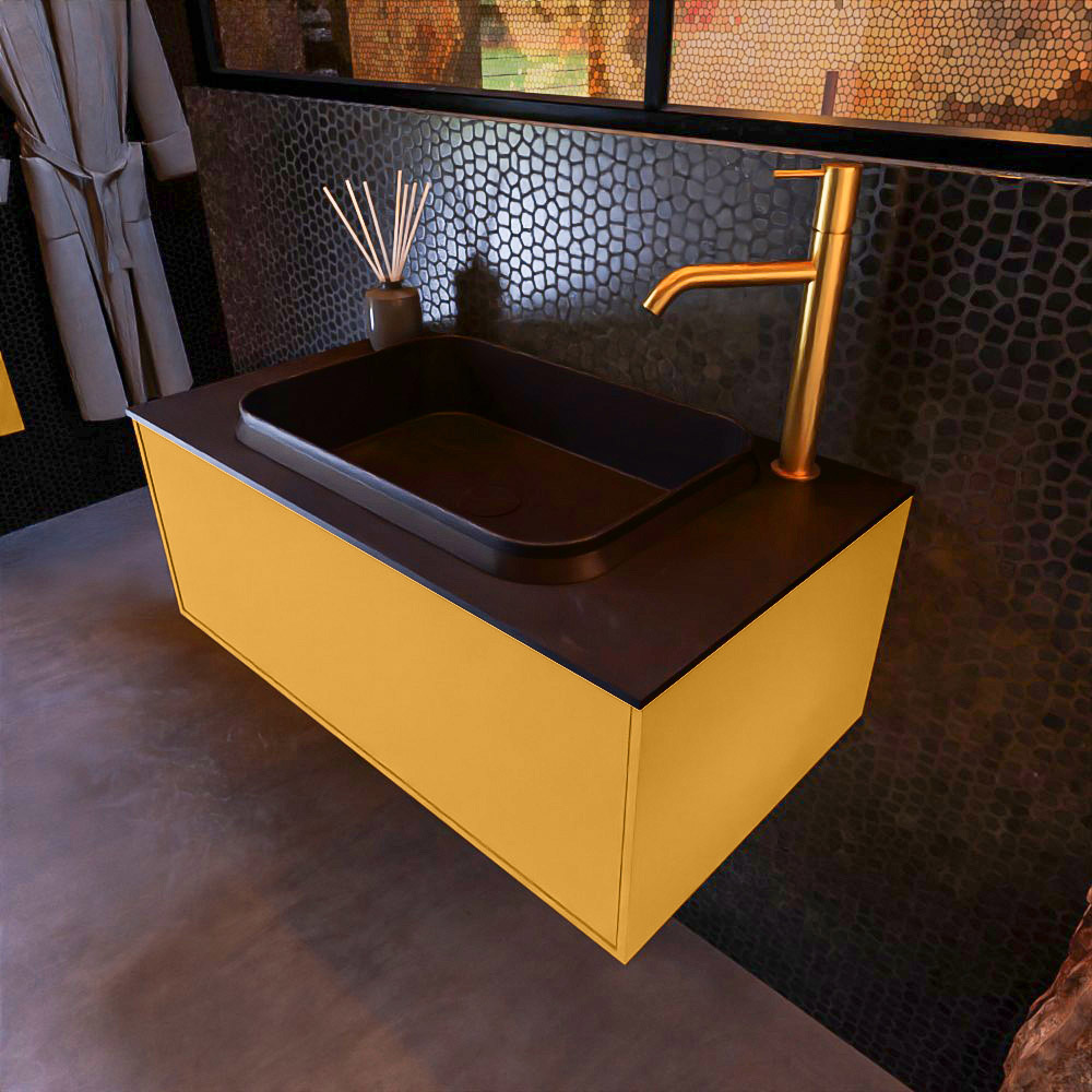 MONDIAZ ERIN 80cm mueble de baño color Ocher 1 cajón. Lavabo RIDGE Centro 1 orificio color Urban. 1 MONDIAZ ERIN 80cm mueble de baño color Ocher 1 cajón. Lavabo RIDGE Centro 1 orificio color Urban.