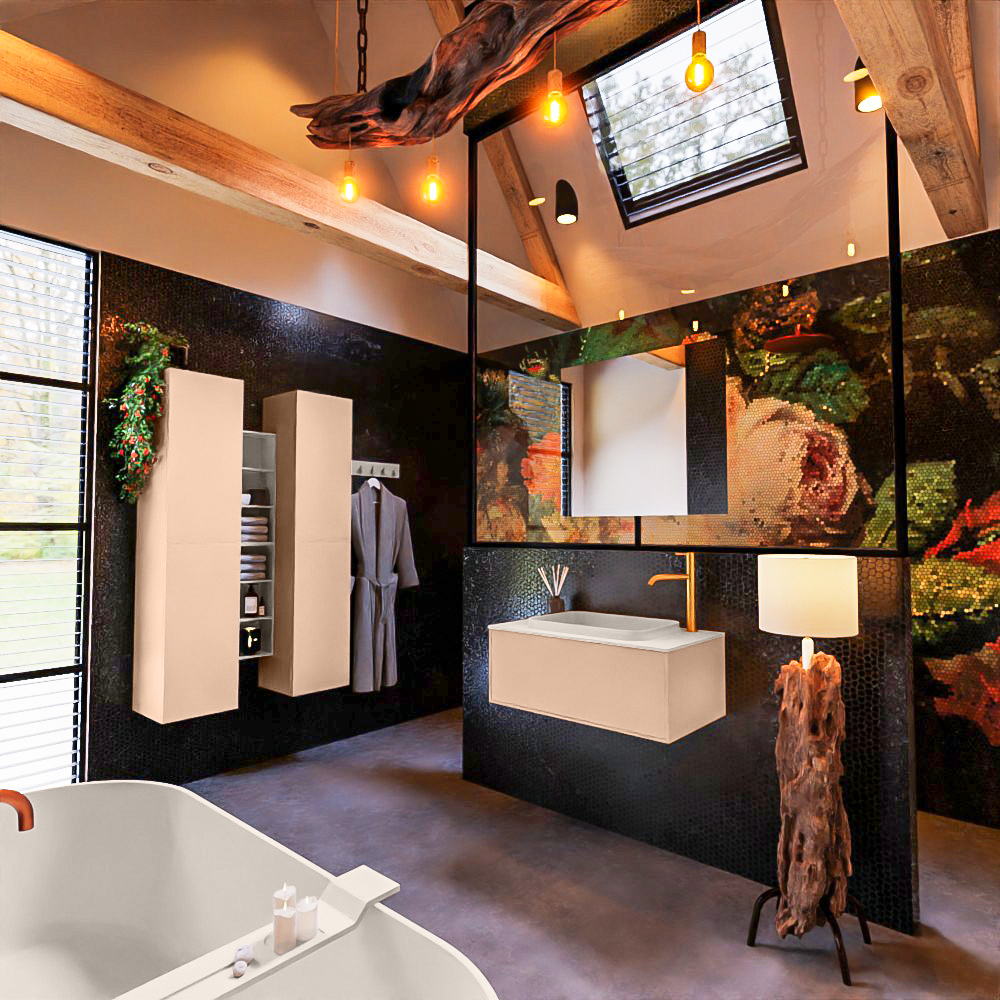 MONDIAZ ERIN 80cm mueble de baño color Rosee 1 cajón. Lavabo RIDGE Centro 1 orificio color Linen. 1 MONDIAZ ERIN 80cm mueble de baño color Rosee 1 cajón. Lavabo RIDGE Centro 1 orificio color Linen.