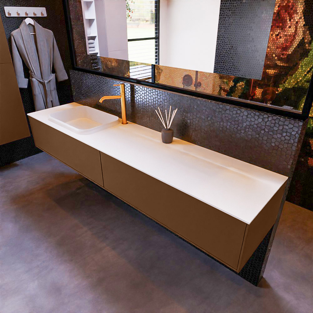 MONDIAZ ERIN 200cm mueble de baño color Rust 2 cajones. Lavabo RIDGE Izquierda 1 orificio color Talc. 1 MONDIAZ ERIN 200cm mueble de baño color Rust 2 cajones. Lavabo RIDGE Izquierda 1 orificio color Talc.
