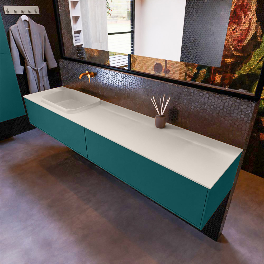 MONDIAZ ERIN 200cm mueble de baño color Smag 2 cajones. Lavabo RIDGE Izquierda sin orificio color Linen. 1 MONDIAZ ERIN 200cm mueble de baño color Smag 2 cajones. Lavabo RIDGE Izquierda sin orificio color Linen.